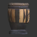 Traditional Handcrafted Wooden Stripe Decorated Drum Musical Instrument With Leather Head And Stable Base