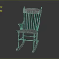 Vintage White Distressed Wooden Rocking Armchair With Rustic Armrests And Rocking Base