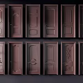 Various White Hinged Doors With Decorative Carved Panels And Styles 3d model
