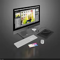 Desktop Computer Setup With Monitor Keyboard Mouse And Graphics Tablet Displaying Screen Content 3d model