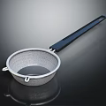 Stainless Steel Fine Mesh Kitchen Sieve With Black Long Handle And Hanging Hooks