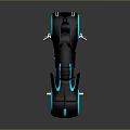 Futuristic Black Personal Transporter With Sleek Design Blue Glowing Accents And Round Wheels