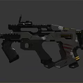 Futuristic Weapon Design With Tactical Rail Scope Red Stripes And Yellow Accents