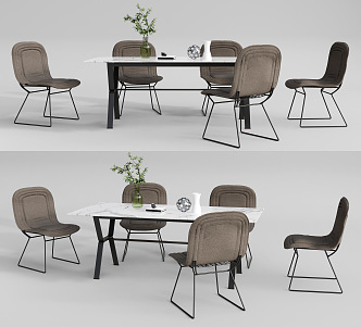 Modern Dining Table and Chair Combination Dining Table and Chair Decoration Dining Chair 3d model