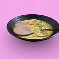 Tasty Ramen Bowl With Rich Broth Noodles Chashu Pork Soft Boiled Egg Scallions And Chopsticks