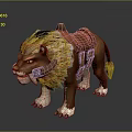 Fierce 3D Lion With Yellow Mane Red Saddle Metal Buckles And White Paws