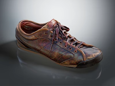 Retro Style Leather Casual Shoes With Unique Color And Lace Up Design 3d model