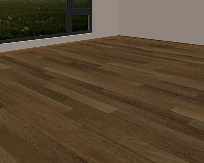 Elegant Brown Wooden Floor in Bright Interior with Natural Window Light 3d model