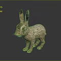 Realistic Hare Figurine With Long Ears Red Eyes And Shiny Base