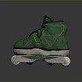 Green High Top Roller Skates With Black Laces And White Wheels Design