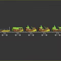 Colorful Children's Toy Train With Multiple Carriages Yellow Red And Green Wheels