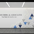Modern Corporate Office Background Wall With Blue Gray Triangles Geometric Design 3d model
