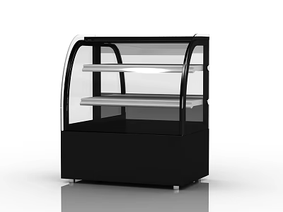Modern Black Kitchen Display Case With Curved Glass And Three Shelves 3d model