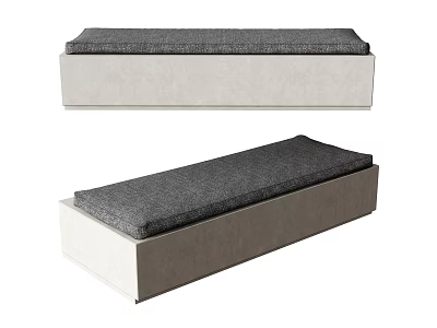 Modern Stylish Sofa Bench With Dark Gray Fabric Cushion And Light Frame 3d model