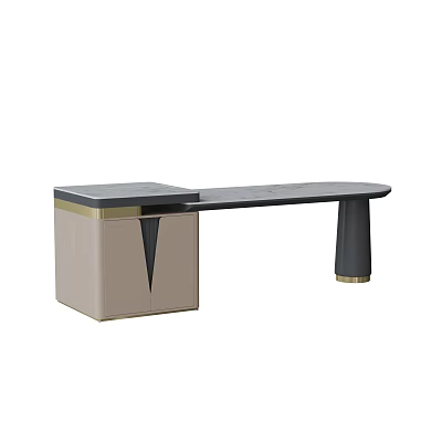 Modern Tea Table And Chairs With Black Top Beige Base And Golden Accents 3d model