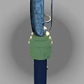 Outdoor Light Fixture With Yellow Base Blue Pole And Metal Top Structure