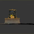 Yellow Tracked Bulldozer Working On Muddy Construction Site With Front Blade