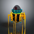 Space Exploration Lander With Yellow Mechanical Legs And Transparent Dome