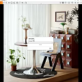 Quiet Ancient Style Dining Table and Chair Combination Ancient Style Dining Cabinet Decoration Combination 3d model