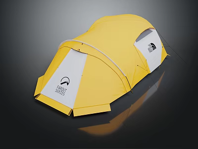 Yellow Camping Tent With White Panels And Modern Design For Outdoor Adventures 3d model