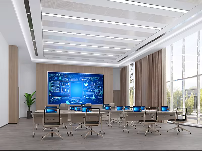 Command Control Room of Modern Monitoring Room 3d model