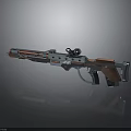 Modern Tactical Rifle Featuring Scope Wooden Grip Metallic Barrel And Detailed Craftsmanship