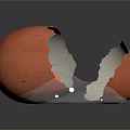 Broken Reddish Brown Eggshell With Spilled Yolk And Egg White On Dark Background