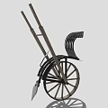 Decorative Vintage Wooden Wheelbarrow Garden Ornament with Black Components and Wheel
