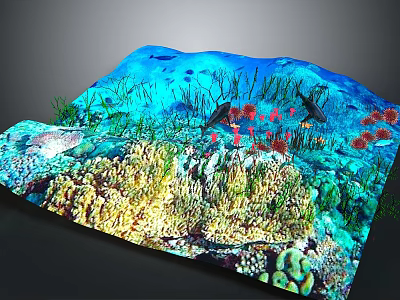3D Rendered Underwater Terrain With Colorful Coral Fish And Marine Plants 3d model