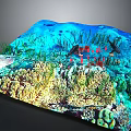 3D Rendered Underwater Terrain With Colorful Coral Fish And Marine Plants