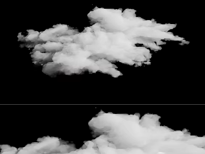 Beautiful Garden Landscape Featuring Fluffy White Clouds For Serene Sky View 3d model