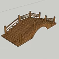 Wooden Arch Bridge With Carved Railings And Staircase Steps Design