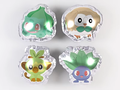 Cute Cartoon Inflatable Toys With Glowing Eyes And Various Colorful Designs 3d model