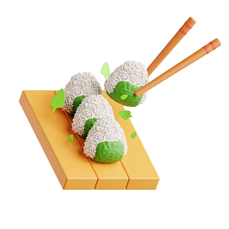 Modern sushi rice ball cartoon food 3d model