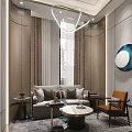 Elegant Modern Luxury Real Estate Sales Office With Artistic Chandelier And Property Sand Table