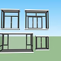 Modern Window Designs With Different Styles And Black Frames Glass Panels 3d model