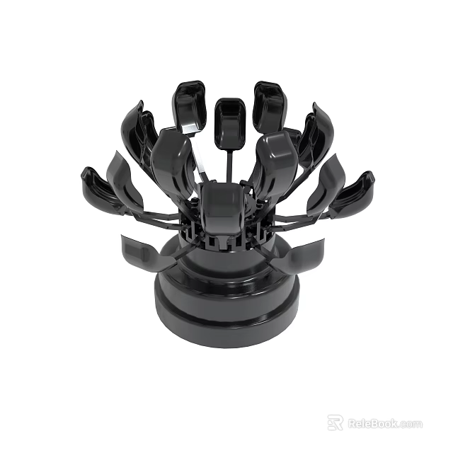 Black Mechanical Device With Multiple Rotating Arms And Stable Base 3d model 