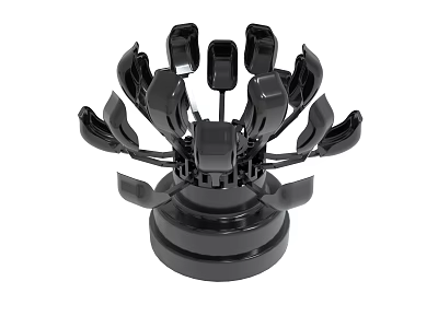 Black Mechanical Device With Multiple Rotating Arms And Stable Base 3d model