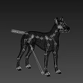 Realistic Black and Tan Doberman Dog Standing Isolated on Black Background