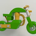 Modern Decorative Ornament Set Featuring Green Motorcycle With Yellow Accents