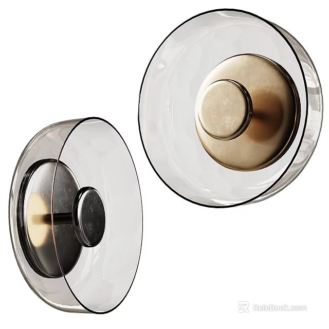 Modern Design Wall Lamps With Transparent Glass Shades And Metal Accents 3d model 