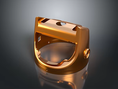 Golden Metal Household Item Stand Featuring Circular Smooth Surface And Holes 3d model