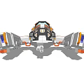 Sci Fi Spaceship 3D Model With White Gray Orange Streamlined Design And Engines