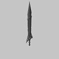 Dark Fantasy Sword Featuring Intricate Hilt Red Gemstone And Sharp Metallic Blade 3d model