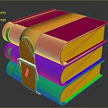 Stack of Vibrant Colorful Books Strapped with Yellow Belt in Red Blue Green