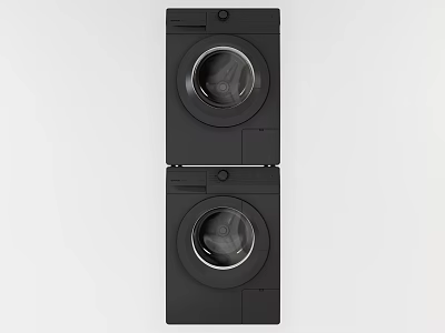 Sleek Black Stacked Front Load Washing Machines For Modern Home Laundry Setup 3d model