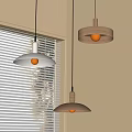 Modern Wooden Pendant Lights with Round Shades Hanging by Window Blinds