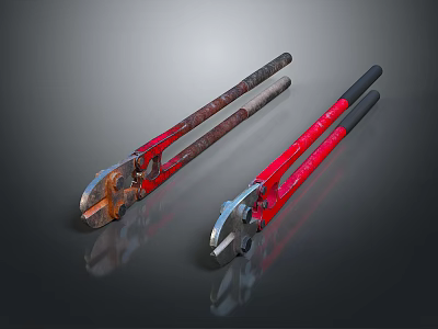 Red Lamp Combination Set With Rustic And Modern Designs Black Handles 3d model