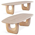 Modern Wooden Dining Table With Oval Top And Unique Curved Legs Design
