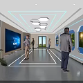 Modern Conference Room Interior With Long Table Gray Chairs Blue Skyline Wall And Large Screen